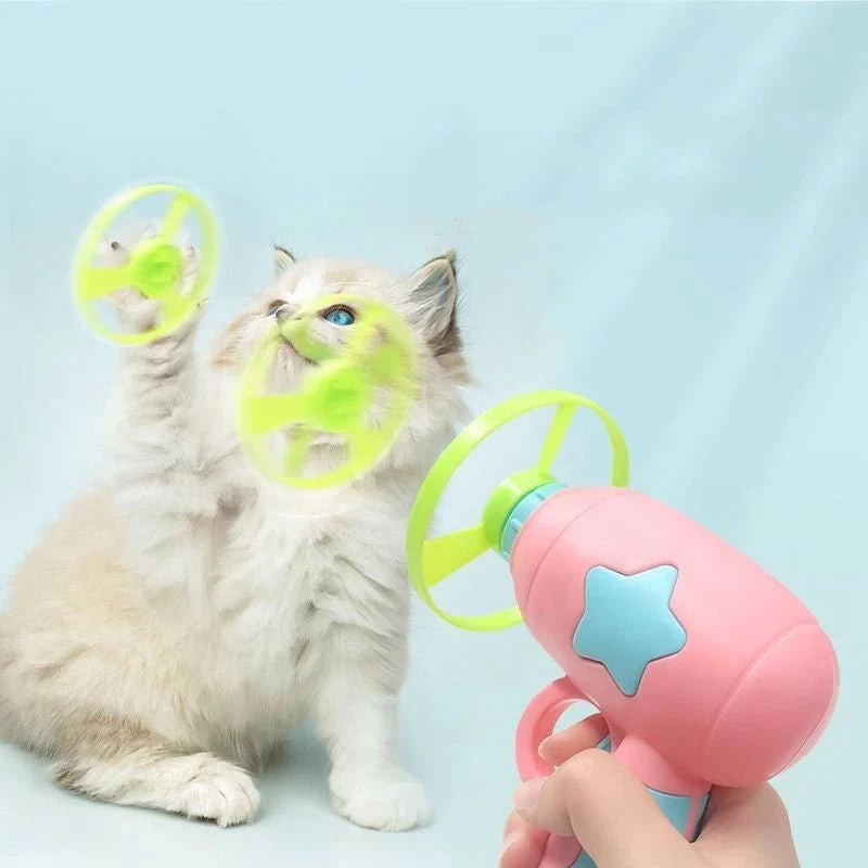 Dailypets Interactive Flying Disc Cat Toy – Handheld Launcher for Chasing and Active Play