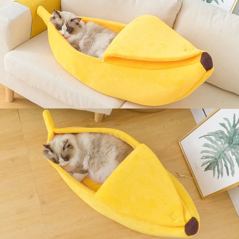 Dailypets Cozy Banana Cat Hideaway Bed