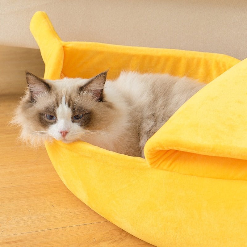 Dailypets Cozy Banana Cat Hideaway Bed
