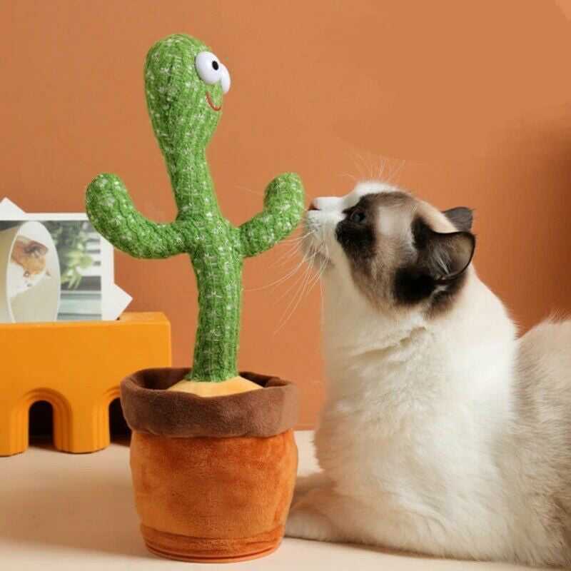 Dailypets Cat Dancing Cactus Toy, Voice Mimic Plush Toy for Indoor Play