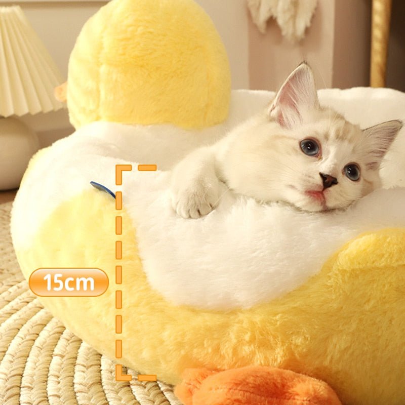 Dailypets Duck Plush Cat Bed – Soft Donut Bed for Comfortable Naps
