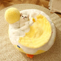 Dailypets Duck Plush Cat Bed – Soft Donut Bed for Comfortable Naps