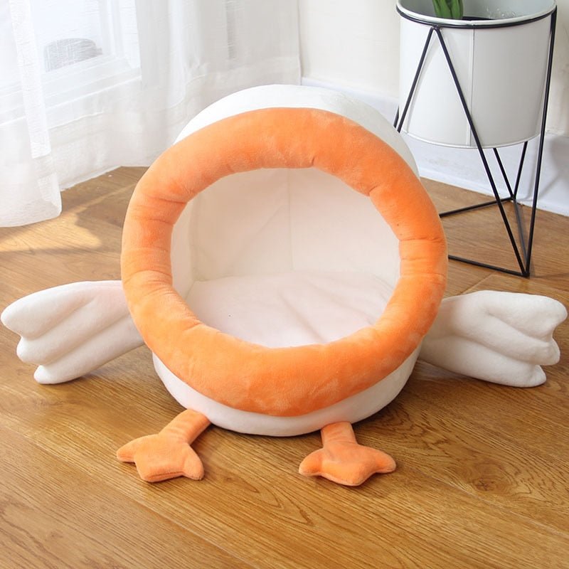 Dailypets Cartoon Duck Cat Bed – Warm Plush Cat Nest