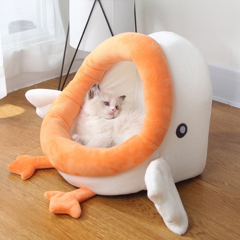 Dailypets Cartoon Duck Cat Bed – Warm Plush Cat Nest