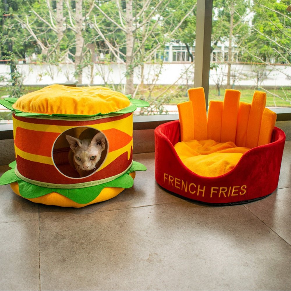 Dailypets Fast Food Cat Hideout – Cute Plush Cat House