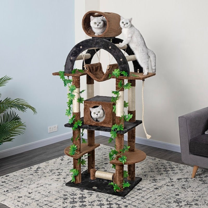 Dailypets Forest Cat Climber Tower – Multi-Level Cat Tree with Hammock & Scratch Area