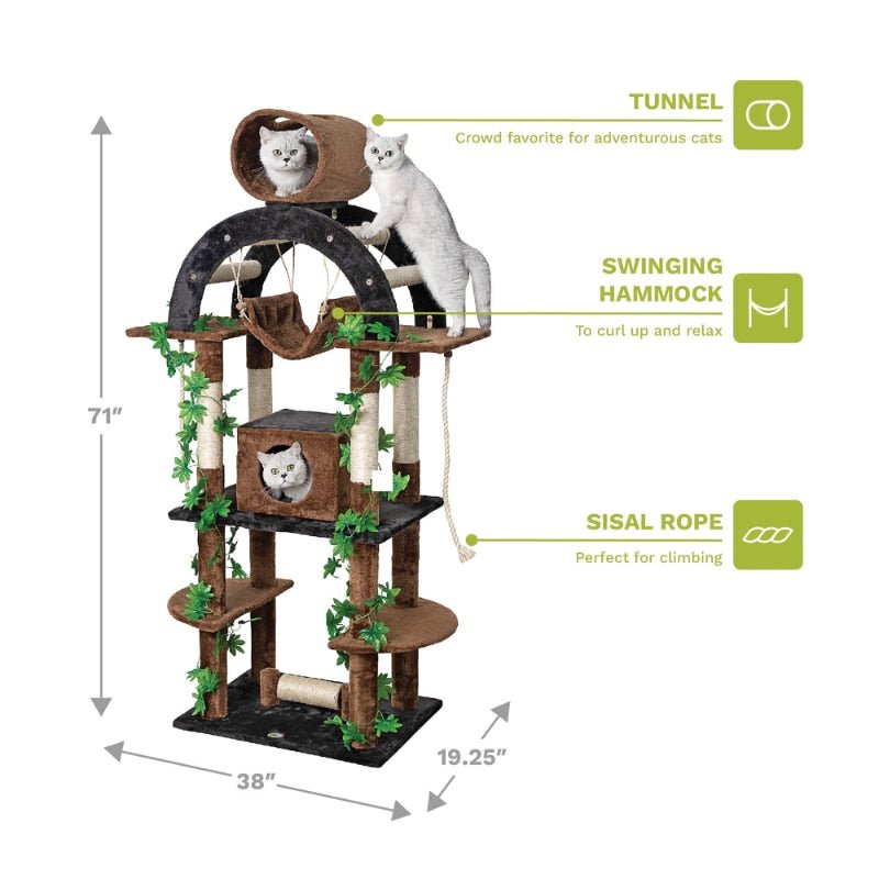 Dailypets Forest Cat Climber Tower – Multi-Level Cat Tree with Hammock & Scratch Area