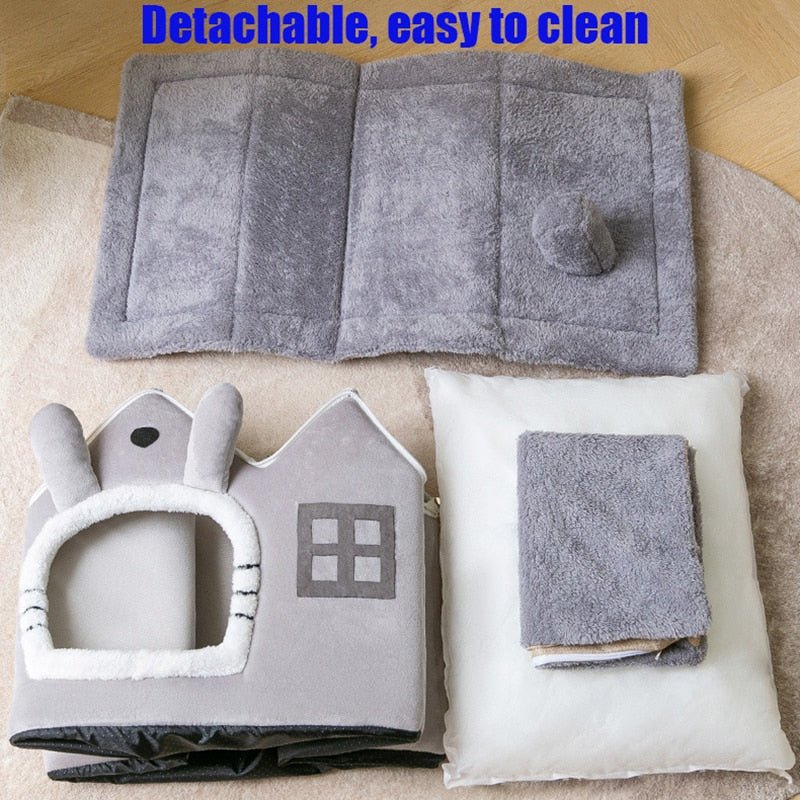 Dailypets Plush Indoor Cat House with Washable Cushion