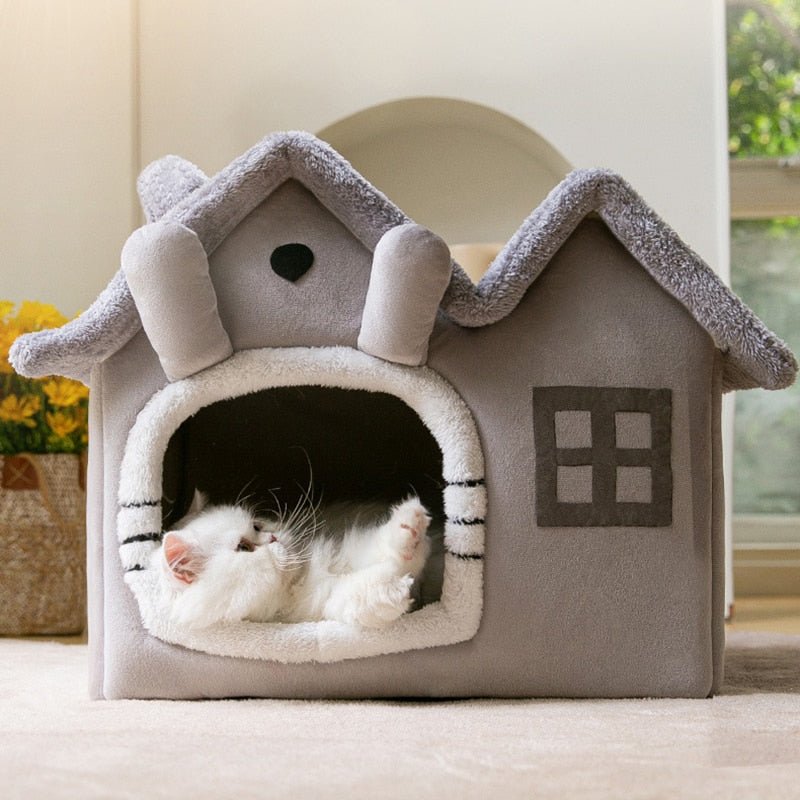 Dailypets Plush Indoor Cat House with Washable Cushion