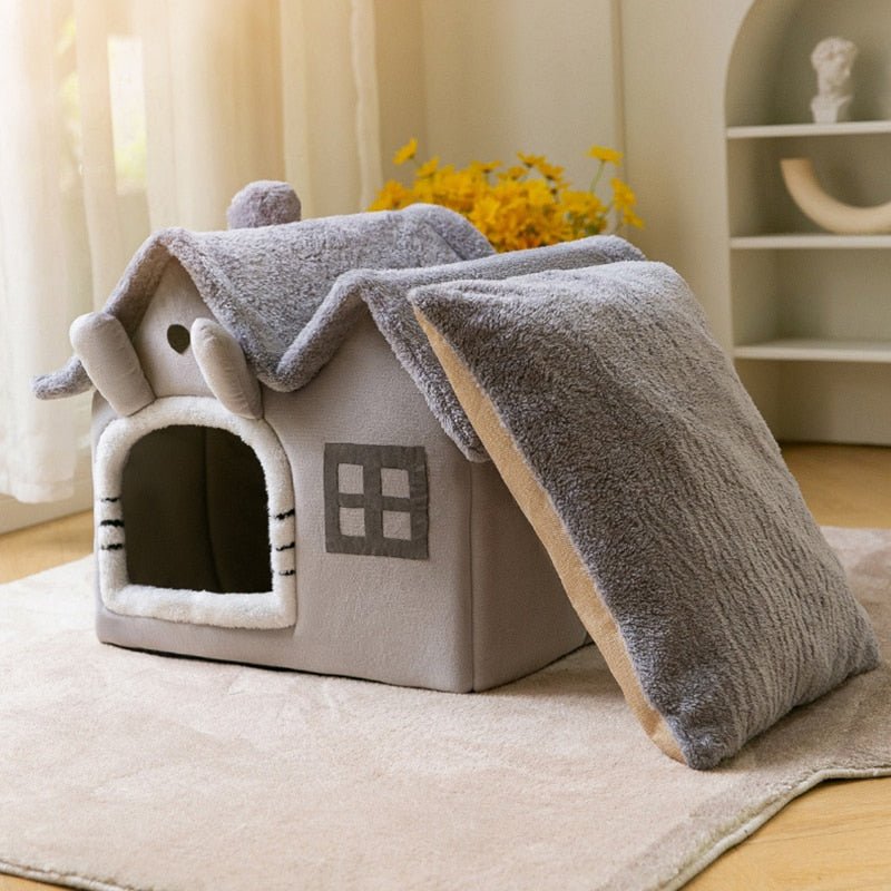 Dailypets Plush Indoor Cat House with Washable Cushion