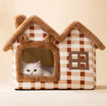 Dailypets Cozy Cottage Cat Bed – Foldable Enclosed House with Plush Mat