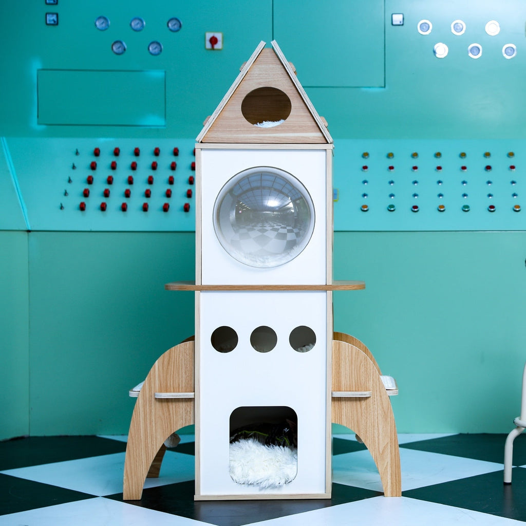 Dailypets Rocket Ship Cat Tower, Multi-Level Cat Furniture for Play