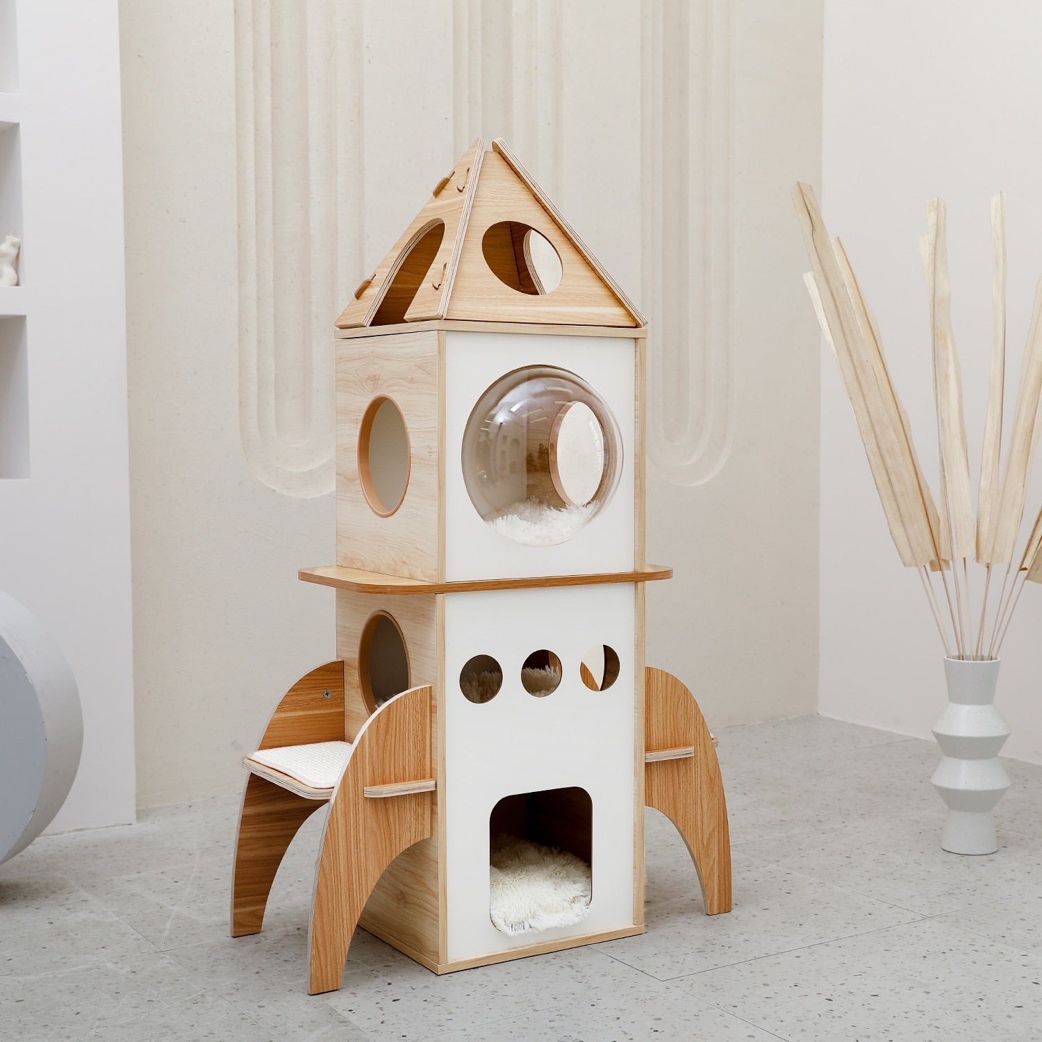 Dailypets Rocket Ship Cat Tower, Multi-Level Cat Furniture for Play