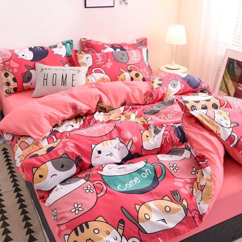 Dailypets Cat Lover Mug Print Bedding Set – Soft Microfiber Duvet Cover Ensemble