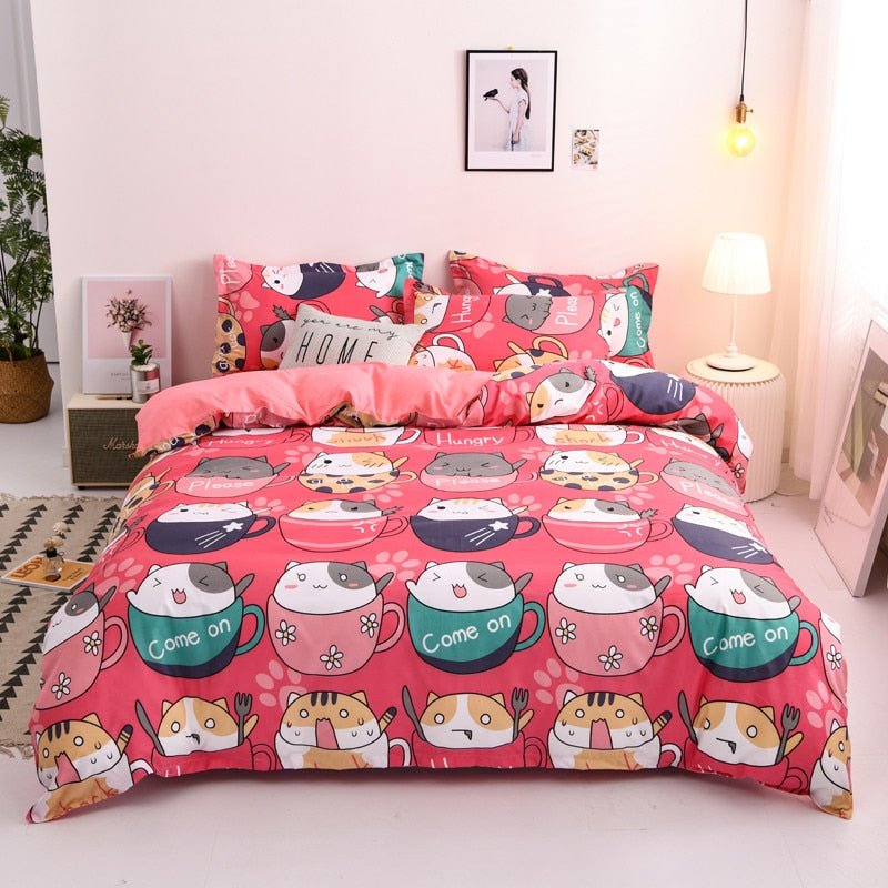 Dailypets Cat Lover Mug Print Bedding Set – Soft Microfiber Duvet Cover Ensemble