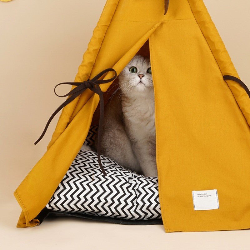 Dailypets Modern Cat Teepee – Cozy Canvas Indoor Cat Tent