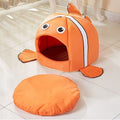 Dailypets Nemo Enclosed Cat Bed – Plush Clownfish Hideaway for Indoor Cats