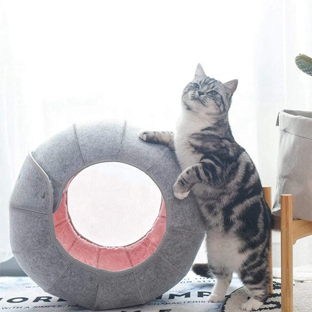 Dailypets Round Cat Cave Bed, Shell Style Lounge with Plush Interior