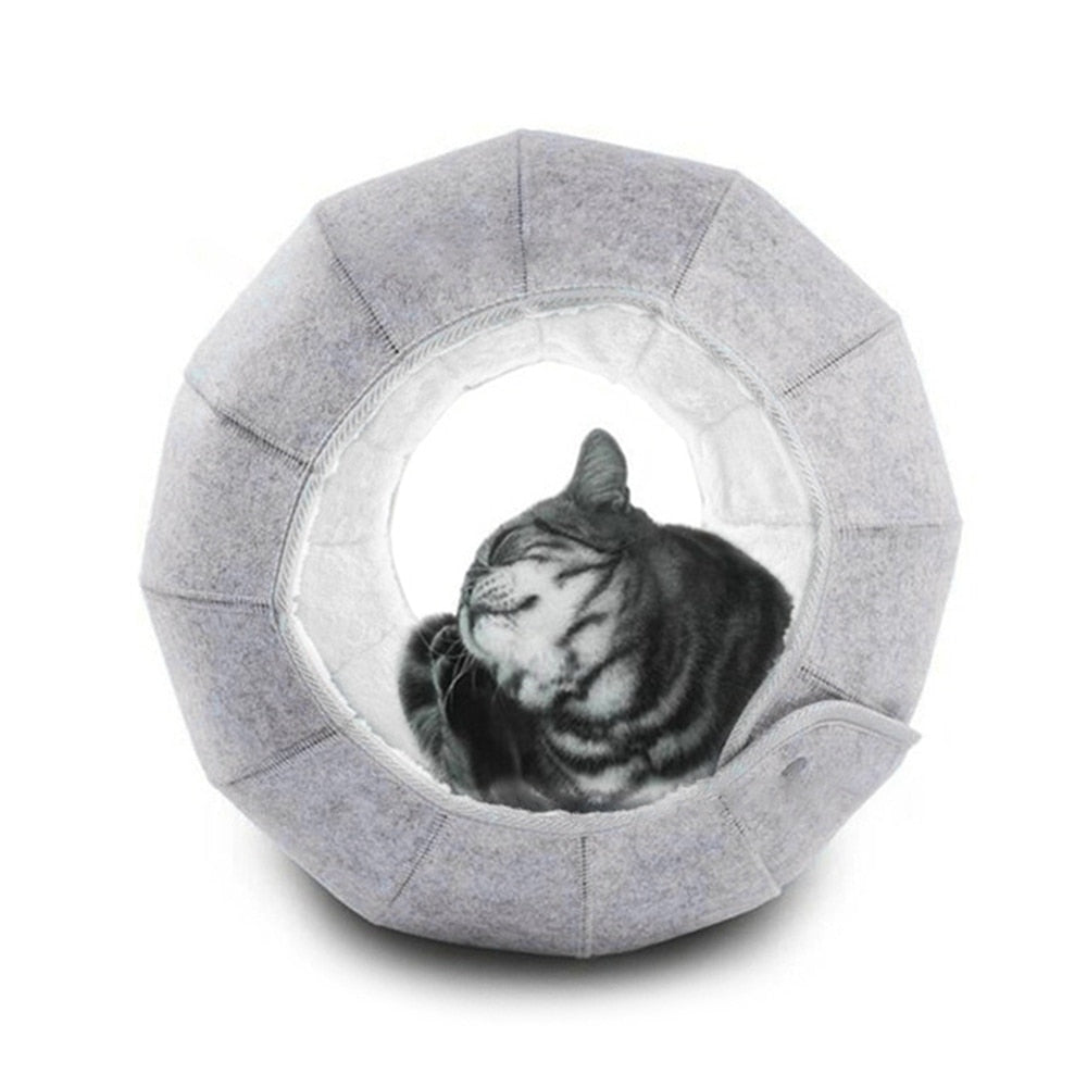 Dailypets Round Cat Cave Bed, Shell Style Lounge with Plush Interior