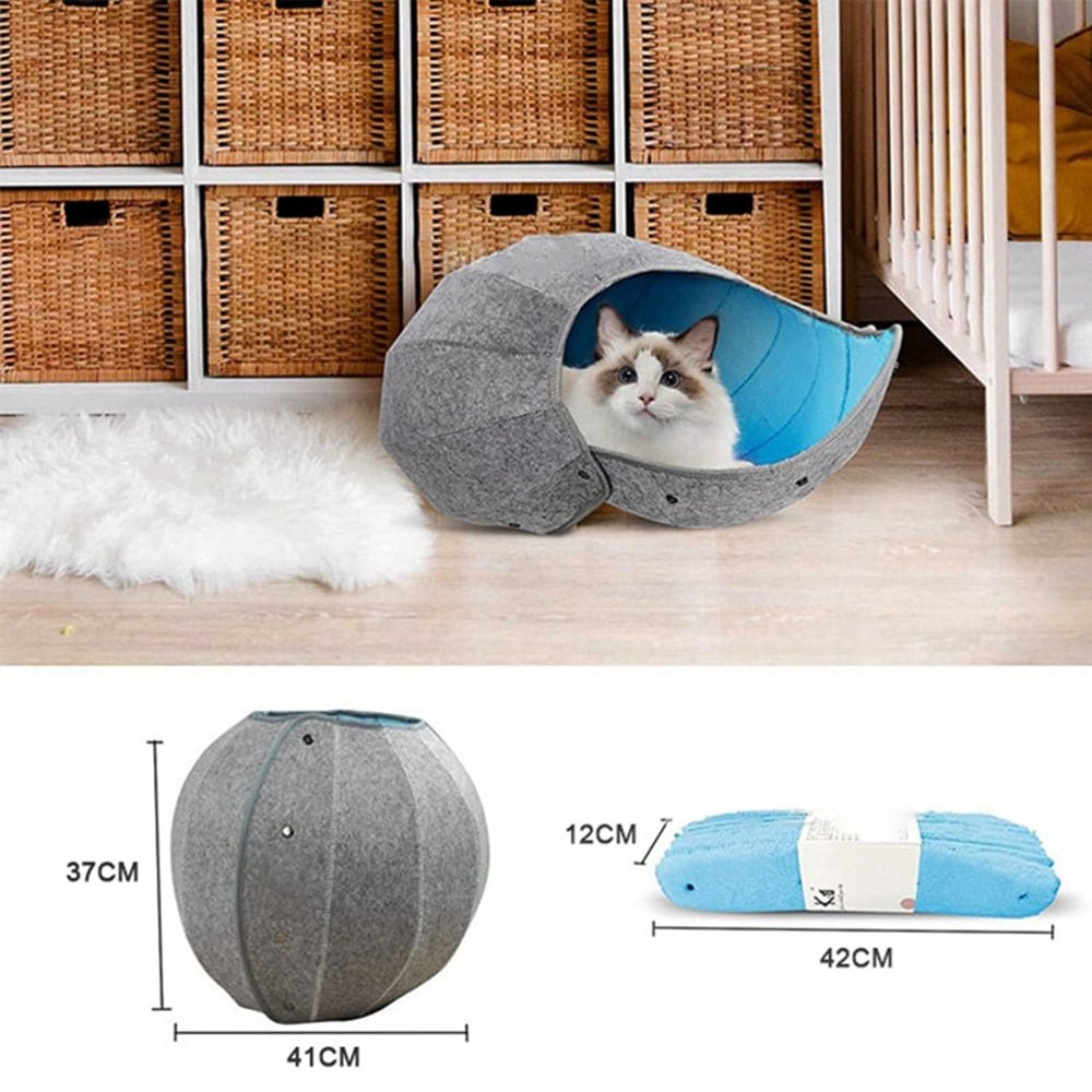 Dailypets Round Cat Cave Bed, Shell Style Lounge with Plush Interior