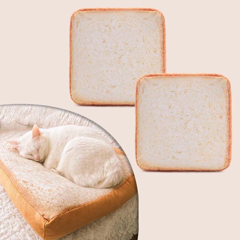 Dailypets Toast Plush Cat Bed – Cozy Square Sleeping Mat