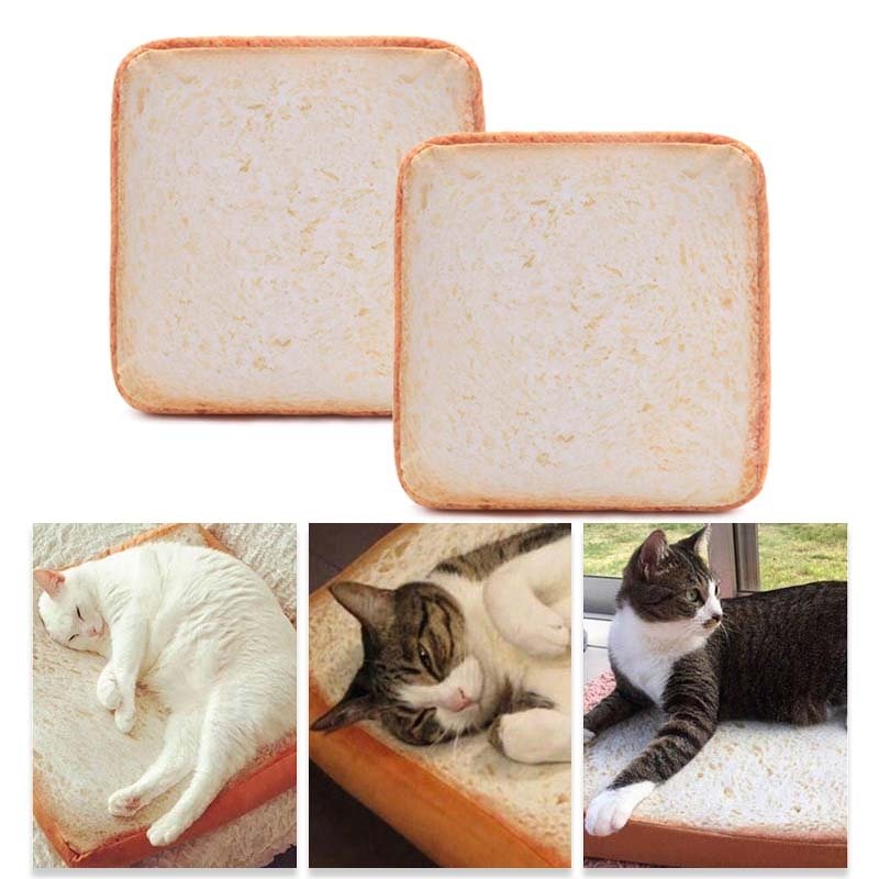 Dailypets Toast Plush Cat Bed – Cozy Square Sleeping Mat