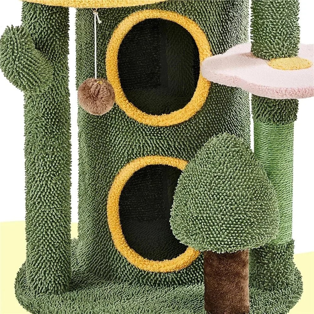 Dailypets Wild West Desert Cat Tree – 48.5" Cactus Scratching Tower with Dual Condos
