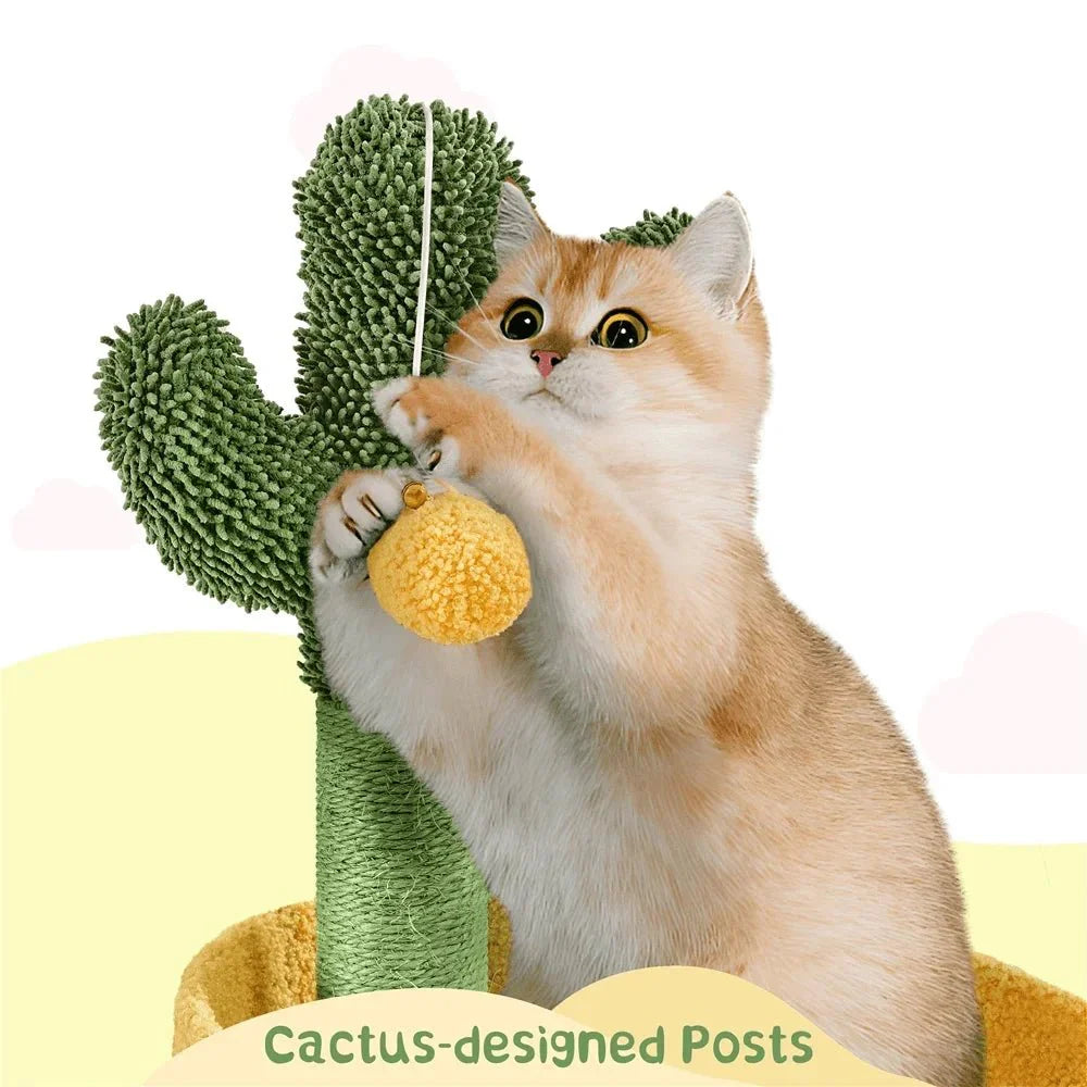Dailypets Wild West Desert Cat Tree – 48.5" Cactus Scratching Tower with Dual Condos