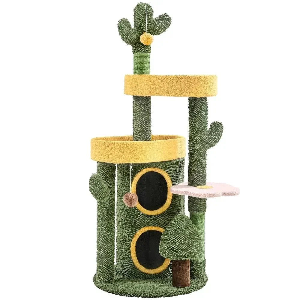 Dailypets Wild West Desert Cat Tree – 48.5" Cactus Scratching Tower with Dual Condos