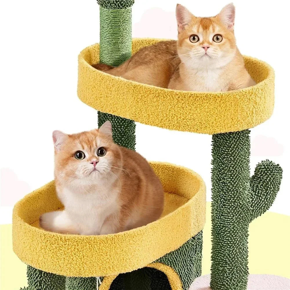 Dailypets Wild West Desert Cat Tree – 48.5" Cactus Scratching Tower with Dual Condos