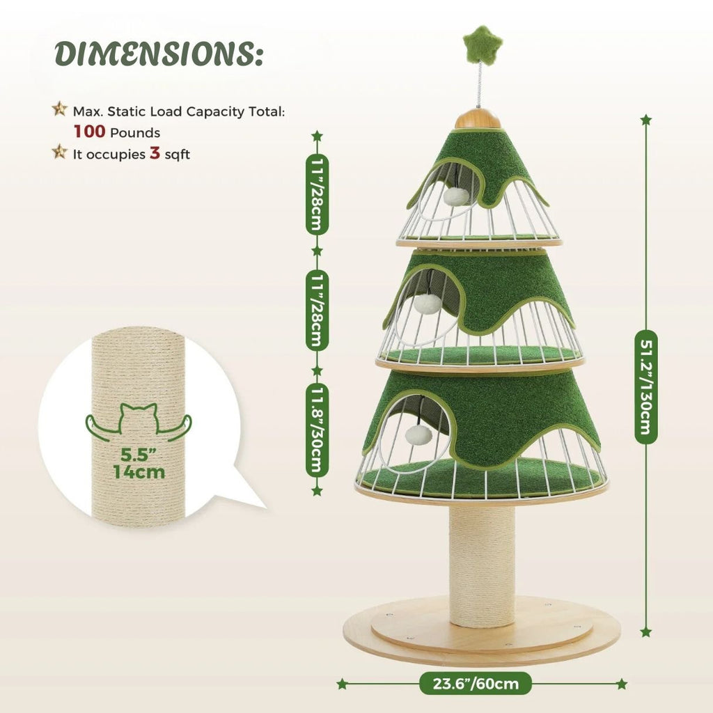 Dailypets Premium Christmas Cat Tree – Festive Multi-Level Cat Tower for Indoor Cats