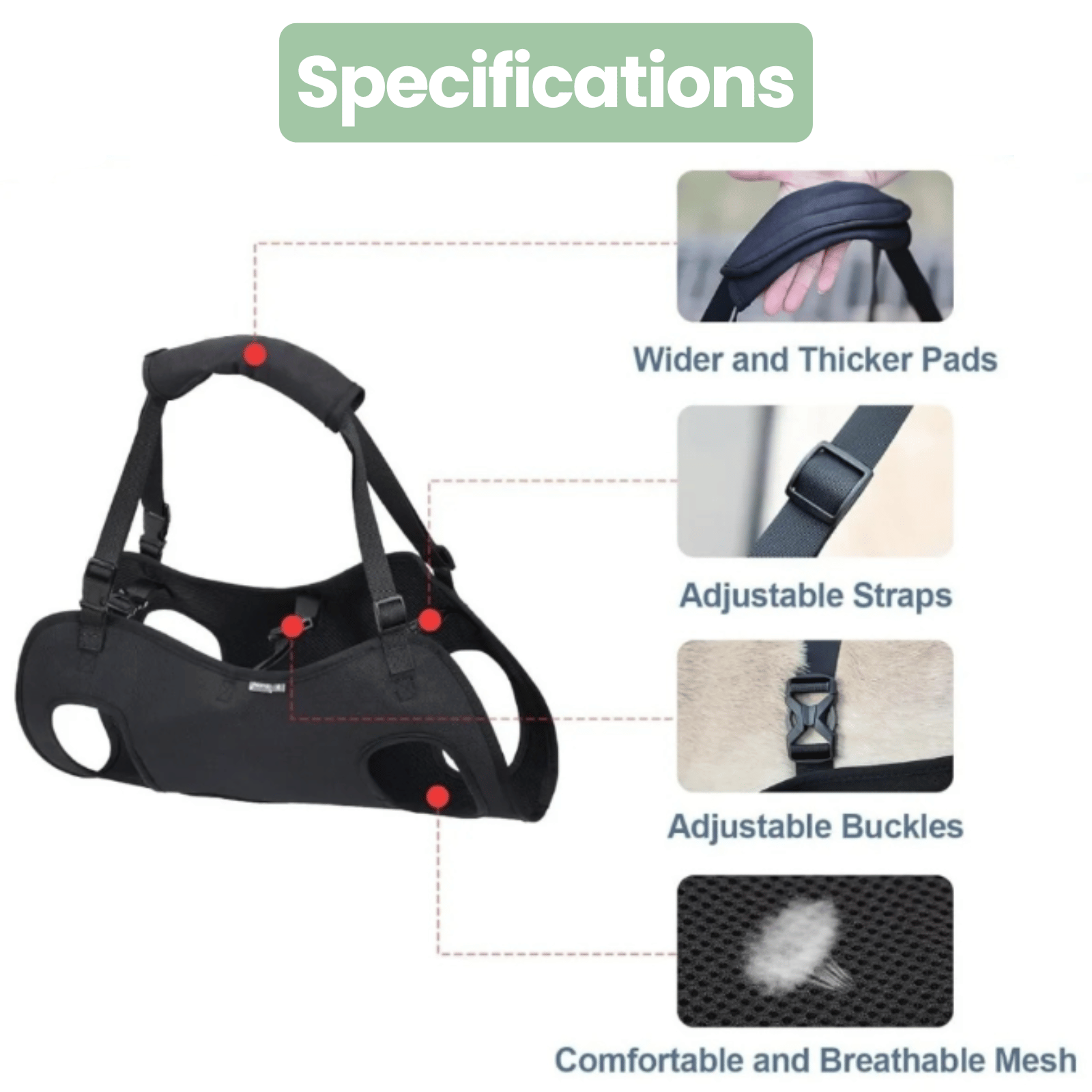 Dailypets Adjustable Dog Support Sling for Walking Assistance and Everyday Mobility