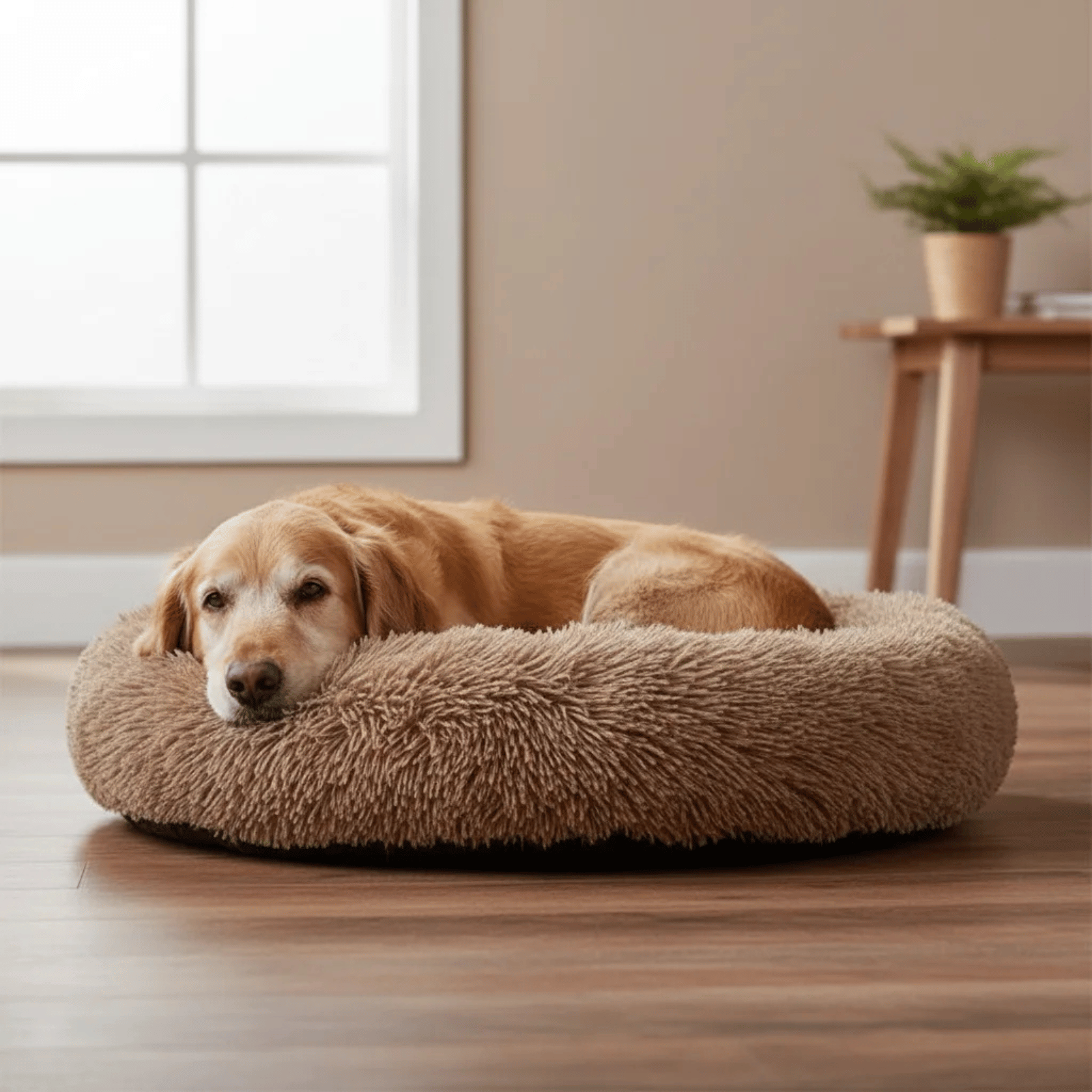 Dailypets Calming Plush Pet Bed with Raised Supportive Rim for Restful Everyday Sleep