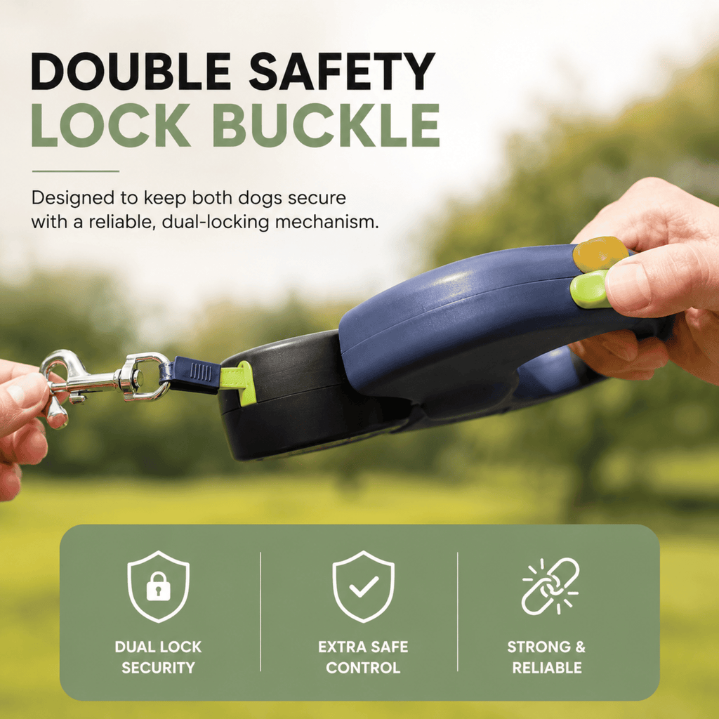 Dailypets Dual Retractable Dog Leash with LED Light & 360° Tangle-Free Rotation