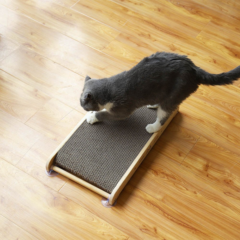 Dailypets Wall-Mounted Cat Scratching Board – Wooden Cat Scratcher with Suction Cup Mount