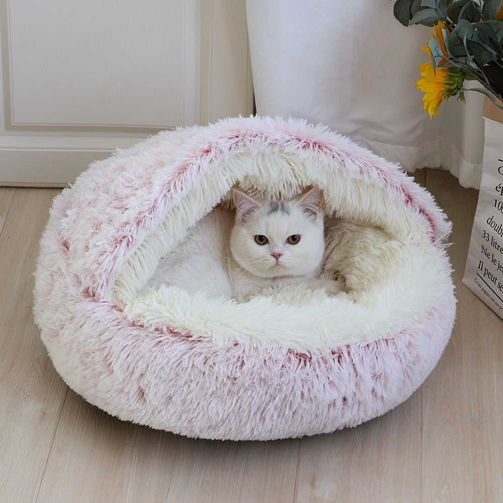 Dailypets Semi-Enclosed Cat Cave – Ultra-Soft Plush Sleeping Bed