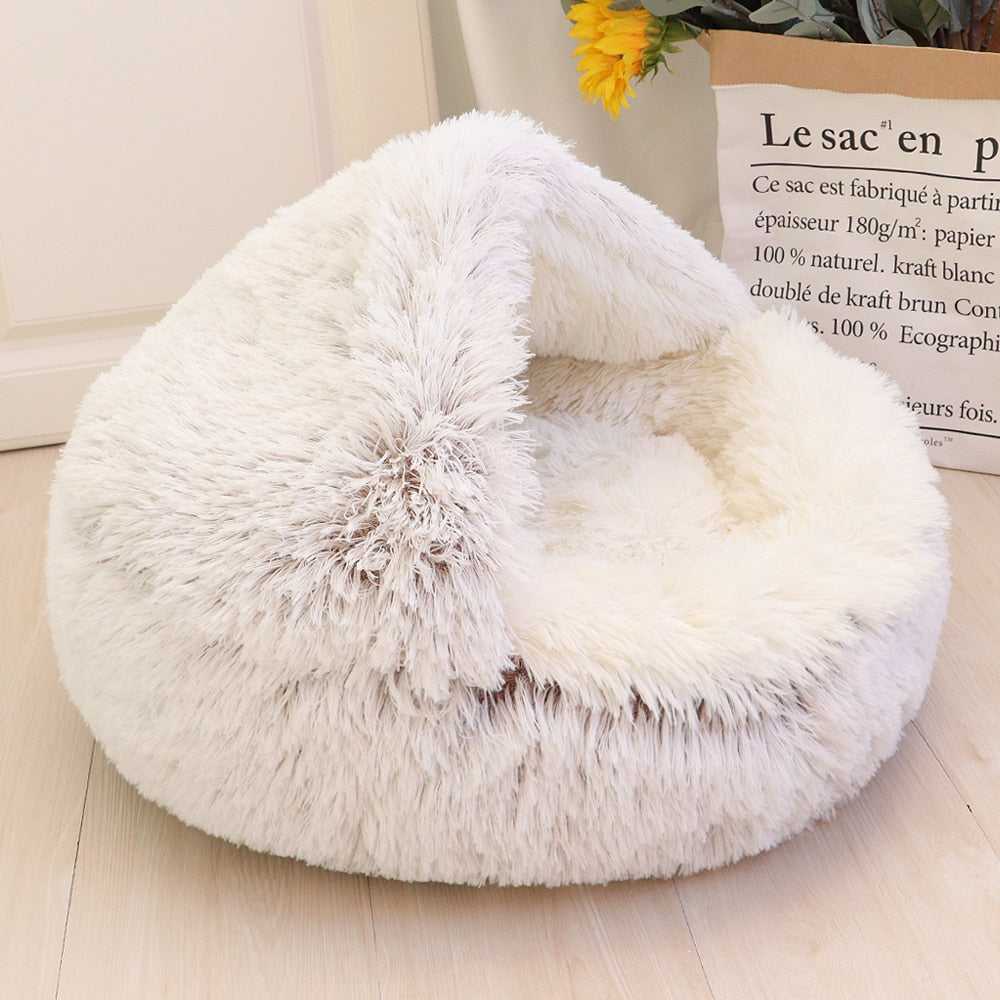Dailypets Semi-Enclosed Cat Cave – Ultra-Soft Plush Sleeping Bed