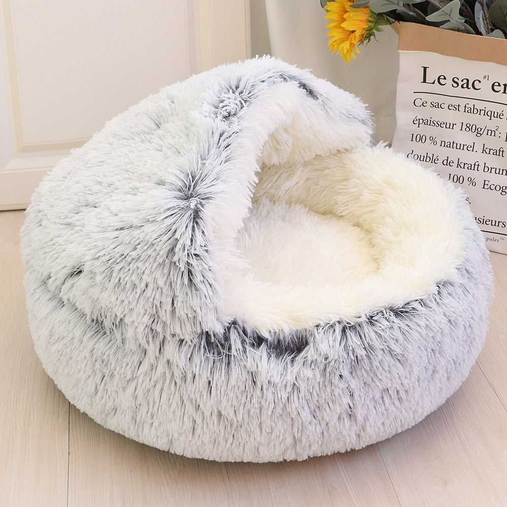 Dailypets Semi-Enclosed Cat Cave – Ultra-Soft Plush Sleeping Bed