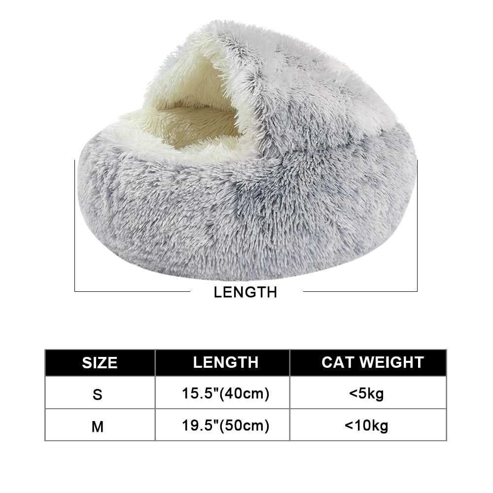 Dailypets Semi-Enclosed Cat Cave – Ultra-Soft Plush Sleeping Bed