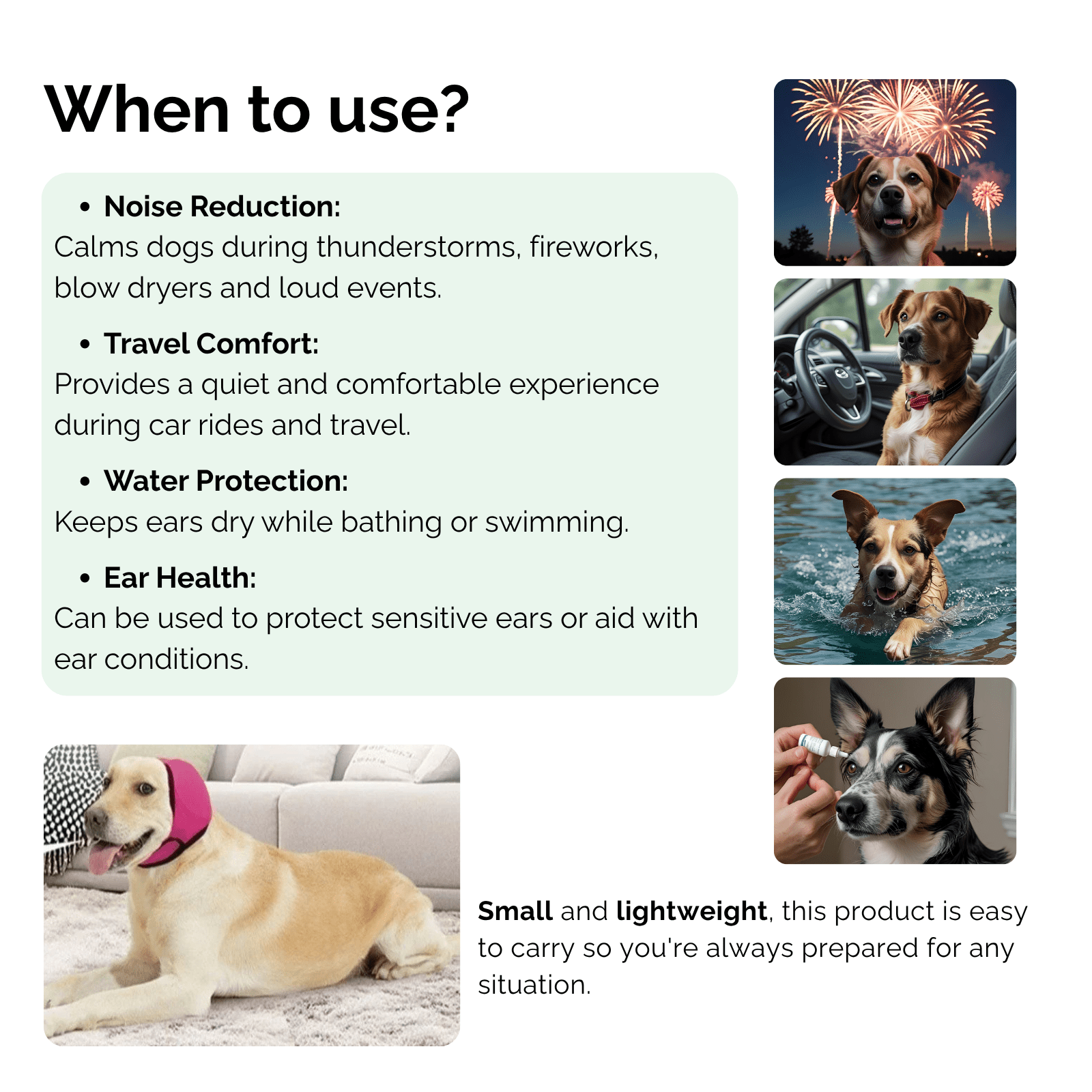 Dailypets Waterproof Dog Ear Protection with Adjustable Noise-Reducing Comfort Fit