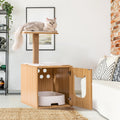 Dailypets Wooden Cat House – Modern Cat Tree with Hidden Litter Box Enclosure & Scratching Post