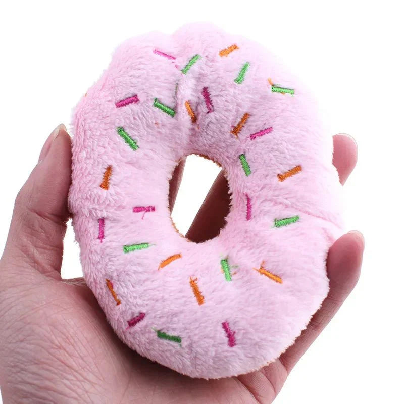 Dailypets Plush Donut Dog Toy with Squeaker for Small & Medium Dogs