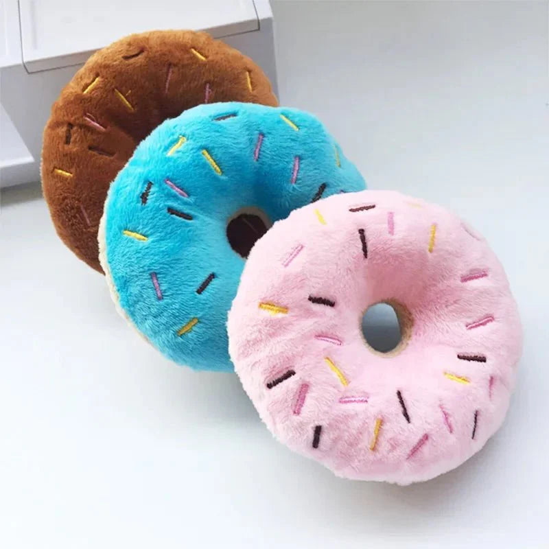 Dailypets Plush Donut Dog Toy with Squeaker for Small & Medium Dogs